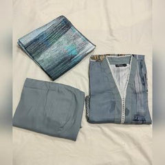 TAWAKKAL IMZA 3 PC LINEN EMBROIDERED KAMEEZ TROUSER AND SHAWL