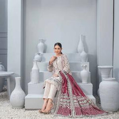 3 PC TAWAKKAL CLOITE EMBROIDERED KAMEEZ, COTTON TROSER AND DUPATTA