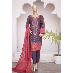 BIN SAEED 3 PC LAWN EMBROIDERED KAMEEZ AND TROUSER WITH VOILE DUPATTA