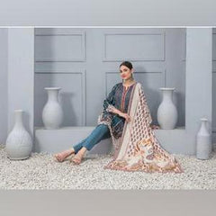3 PC TAWAKKAL CLOITE EMBROIDERED KAMEEZ, COTTON TROSER AND DUPATTA