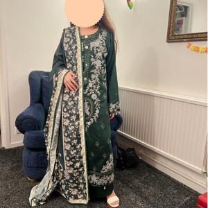 Maria B inspired viscose embroidered kameez , palazzo and silk fully laced dupatta pakistani clothes - Eid collection  Traditional Womenswear Long Sleeve Dress
