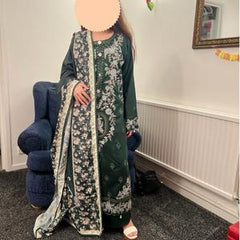 Maria B inspired viscose embroidered kameez , palazzo and silk fully laced dupatta pakistani clothes - Eid collection  Traditional Womenswear Long Sleeve Dress