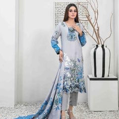 Tawakkal Imza Linen Embroidered 3 Piece Suit with Trousers and Shawl - Womenswear