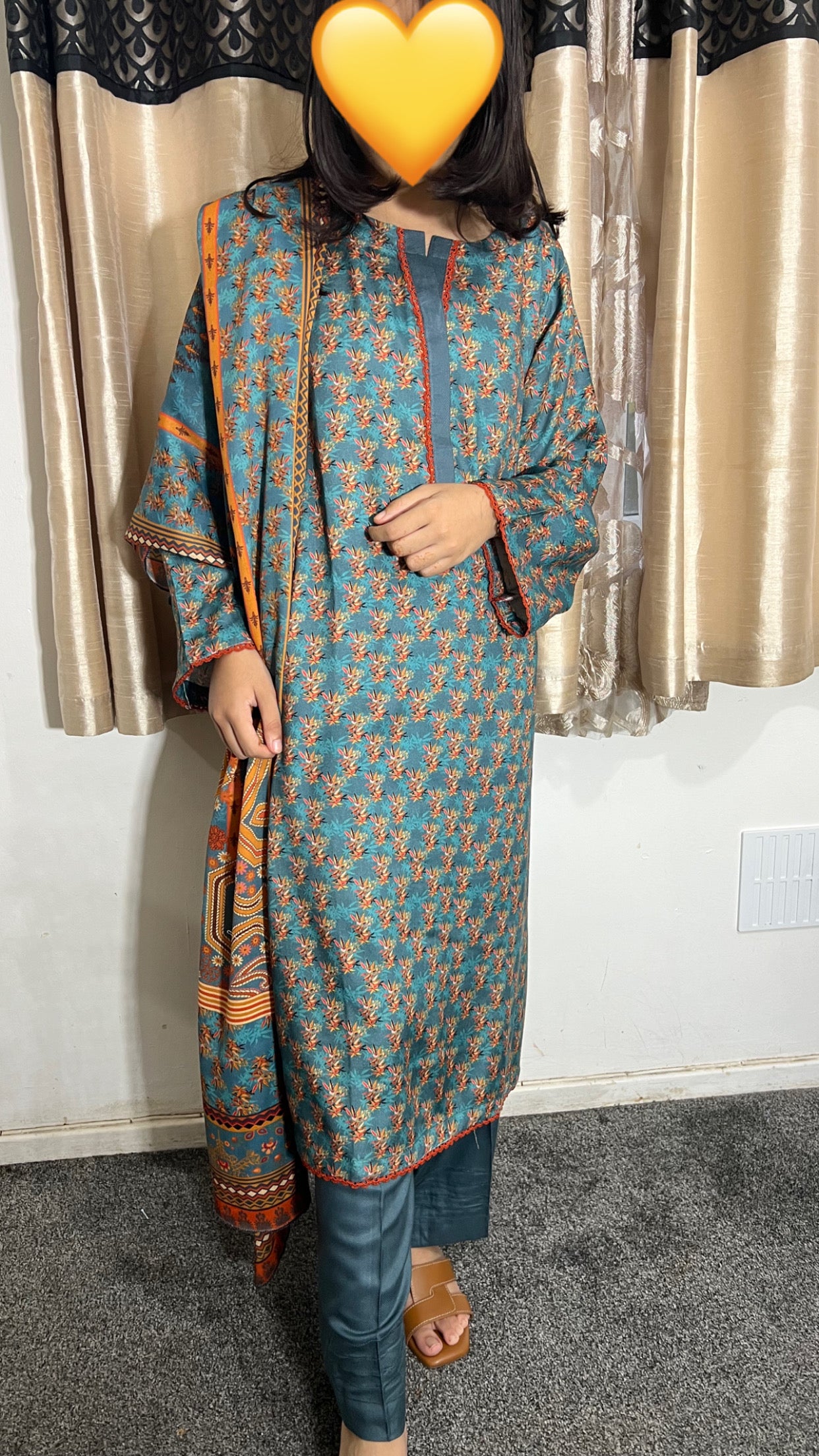 3 PC MARINA PRINTED SHALWAR KAMEEZ AND SHAWL