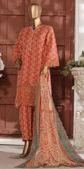 3 PC RIWAYAT KHADDAR EMBROIDERED KAMEEZ AND SHAWL WITH PRINTED TROUSERS