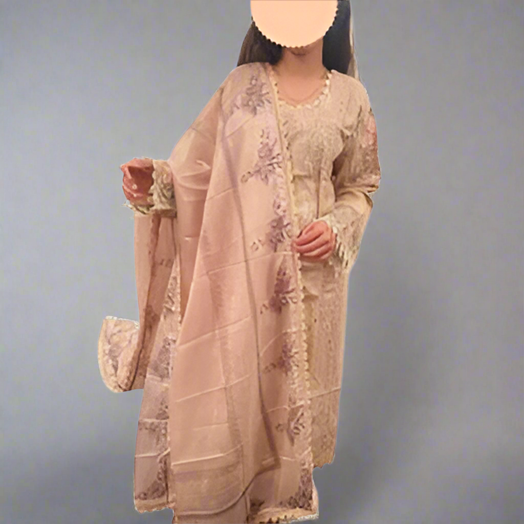 CRIMSON INSPIRED LAWN EMBROIDERED KAMEEZ WITH TROUSER AND SILK DUPATTA pakistani - Eid collection wedding Womenswear pakistani clothes Traditional Comfortable Suit Elegance Embroidery