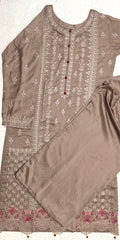 Maria B inspired viscose embroidered kameez , palazzo and silk fully laced dupatta