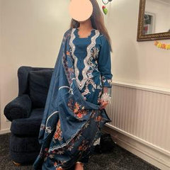 CRIMSON INSPIRED LAWN EMBROIDERED KAMEEZ WITH TROUSER AND SILK DUPATTA Traditional Womenswear Suit pakistani wedding