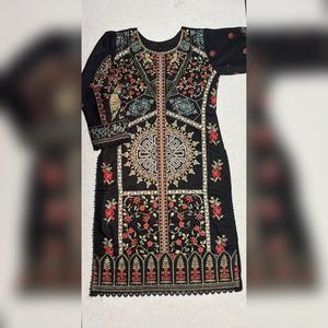 Maria B inspired viscose embroidered kameez , palazzo and silk fully laced dupatta pakistani clothes eid collection- Womenswear Traditional Long Sleeve Dress