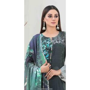 TAWAKKAL IMZA 3 PC LINEN EMBROIDERED KAMEEZ TROUSER AND SHAWL