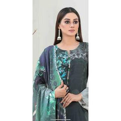 TAWAKKAL IMZA 3 PC LINEN EMBROIDERED KAMEEZ TROUSER AND SHAWL