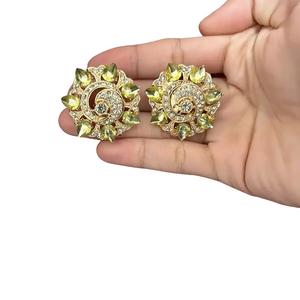 Gold, Green and White Earrings - Perfect for Any Occasion