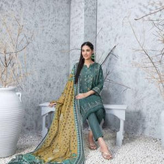 3 PC TAWAKKAL CLOITE EMBROIDERED KAMEEZ, COTTON TROSER AND DUPATTA