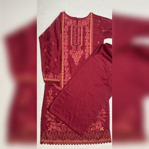 Maria B inspired viscose embroidered kameez , palazzo and silk fully laced dupatta eid collection Traditional