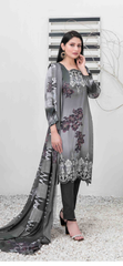 TAWAKKAL IMZA 3 PC LINEN TROUSER KAMEEZ AND SHAWL