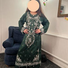 Maria B inspired viscose embroidered kameez , palazzo and silk fully laced dupatta pakistani clothes - Eid collection  Traditional Womenswear Long Sleeve Dress