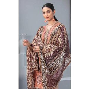 3 PC TAWAKKAL CLOITE EMBROIDERED KAMEEZ, COTTON TROSER AND DUPATTA