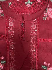 MARIA B INSPIRED EMBROIDERED SUIT WITH CULLY LACED PRINTED DUPATTA