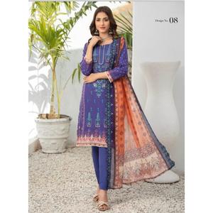 WIJDAN EMBROIDERED LAWN KAMEEZ , DUPATTA WITH PLAIN TROUSERS