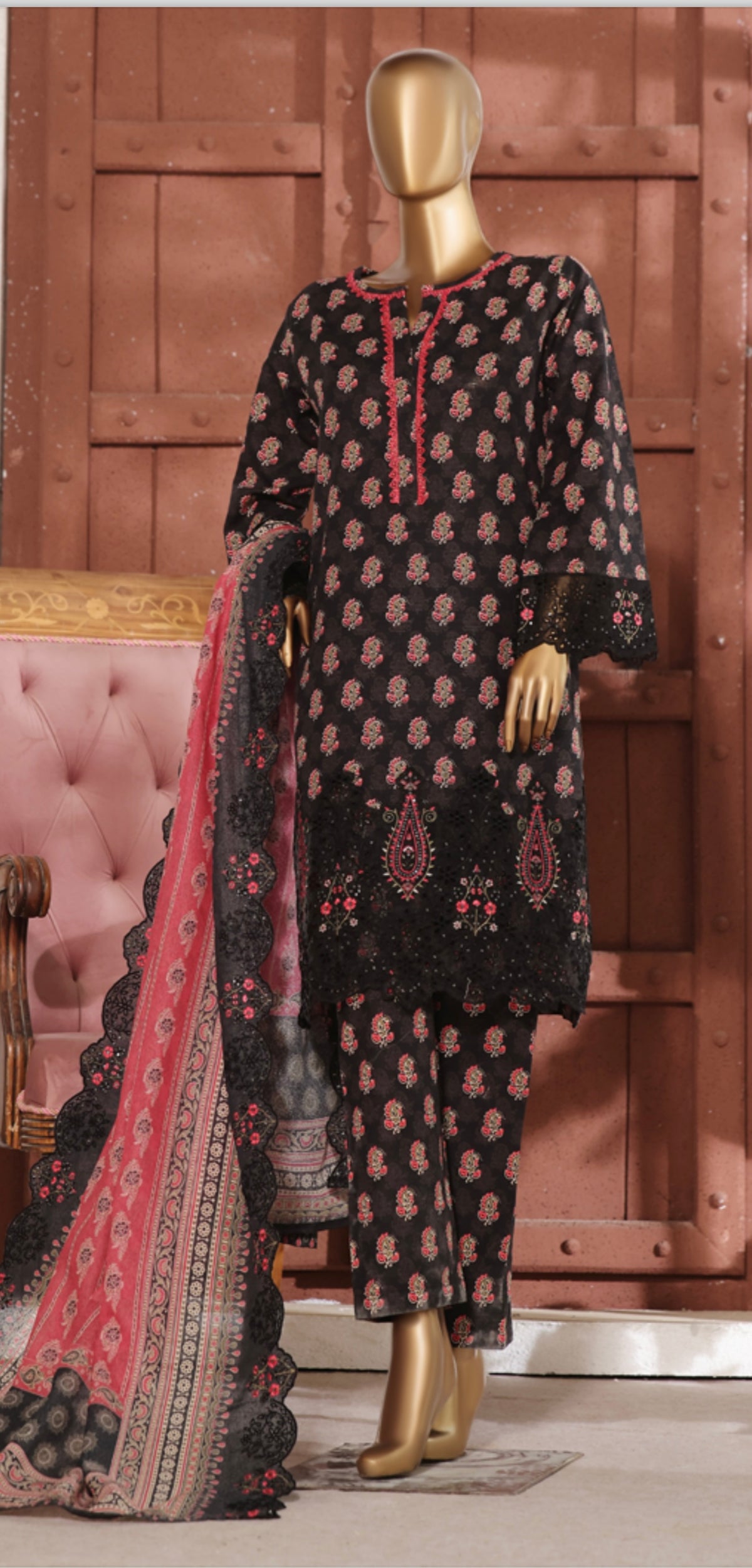 RIWAYAT 3 PC KHADDAR EMBROIDERED KAMEEZ TROUSER AND SHAWL