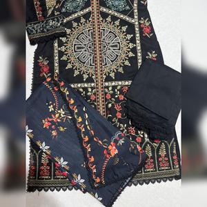 Maria B inspired viscose embroidered kameez , palazzo and silk fully laced dupatta pakistani clothes eid collection- Womenswear Traditional Long Sleeve Dress