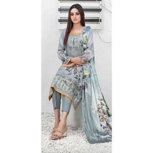 TAWAKKAL IMZA 3 PC LINEN EMBROIDERED KAMEEZ TROUSER AND SHAWL