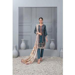 3 PC TAWAKKAL CLOITE EMBROIDERED KAMEEZ, COTTON TROSER AND DUPATTA