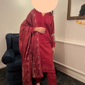 CRIMSON INSPIRED LAWN EMBROIDERED KAMEEZ WITH TROUSER AND SILK DUPATTA Womenswear Traditional Suit