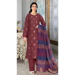 JOHRA MYSA BANARSI JAQUARD LAWN KAMEEZ AND DUPATTA WITH TROUSERS