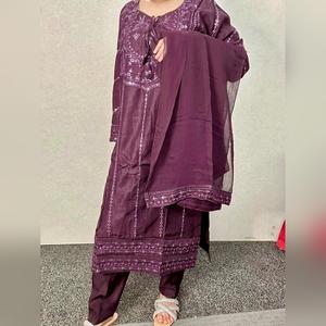 3 PC VISCOSE EMBROIDERED KAMEEZ AND SHALWAR WITH DUPATTA