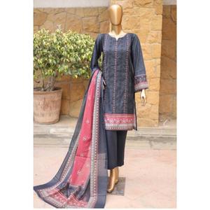 BIN SAEED 3 PC LAWN EMBROIDERED KAMEEZ AND TROUSER WITH VOILE DUPATTA