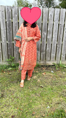 3 PC RIWAYAT KHADDAR EMBROIDERED KAMEEZ AND SHAWL WITH PRINTED TROUSERS