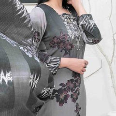 Tawakkal Imza Women's Embroidered Linen 3-Piece Kameez, Trousers, and Shawl Set - Womenswear, Bottom, Comfort, Pants