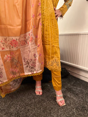 CRIMSON INSPIRED LAWN EMBROIDERED KAMEEZ WITH TROUSER AND SILK DUPATTA