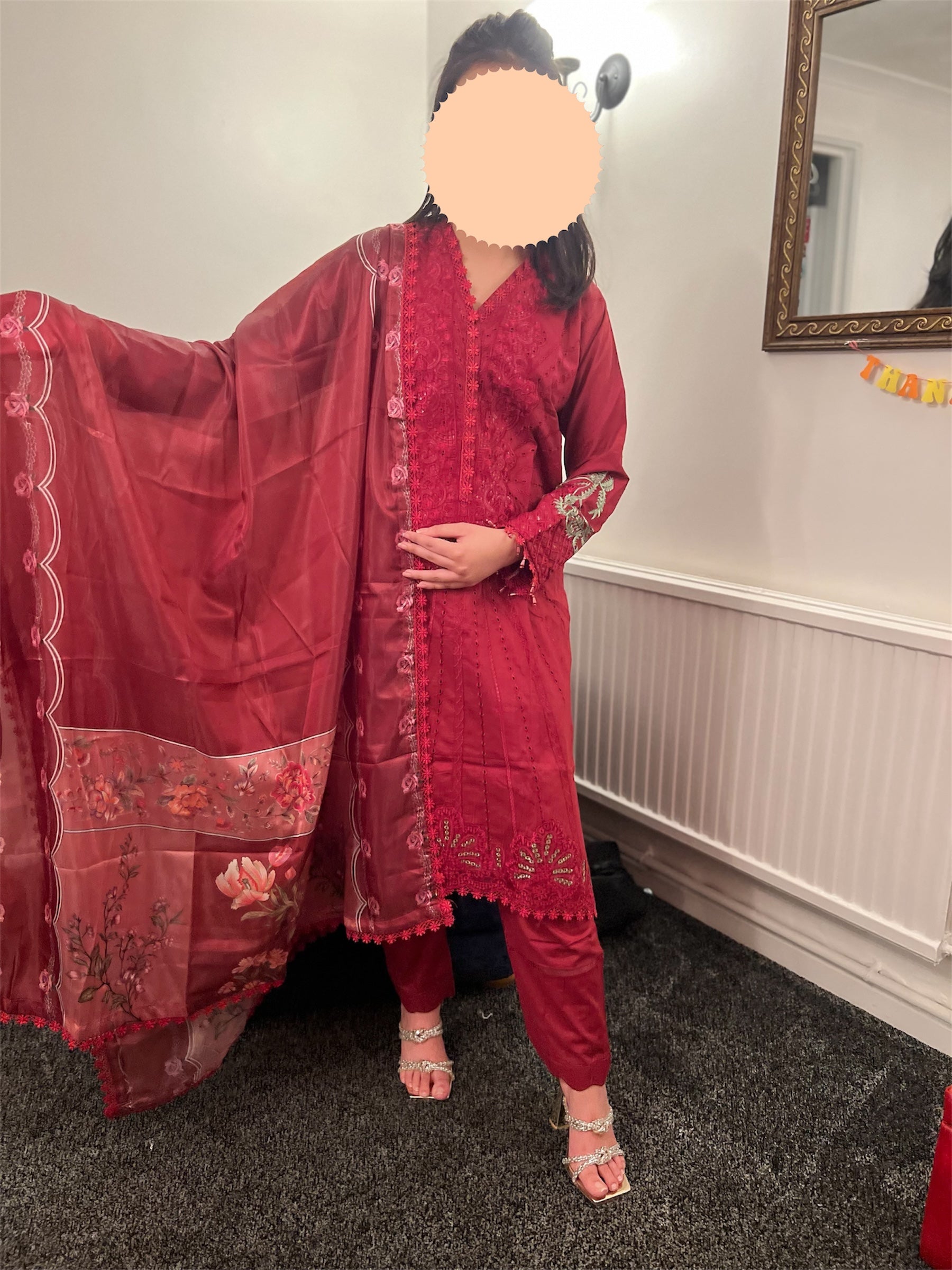 CRIMSON INSPIRED LAWN EMBROIDERED KAMEEZ WITH TROUSER AND SILK DUPATTA Womenswear Traditional Suit