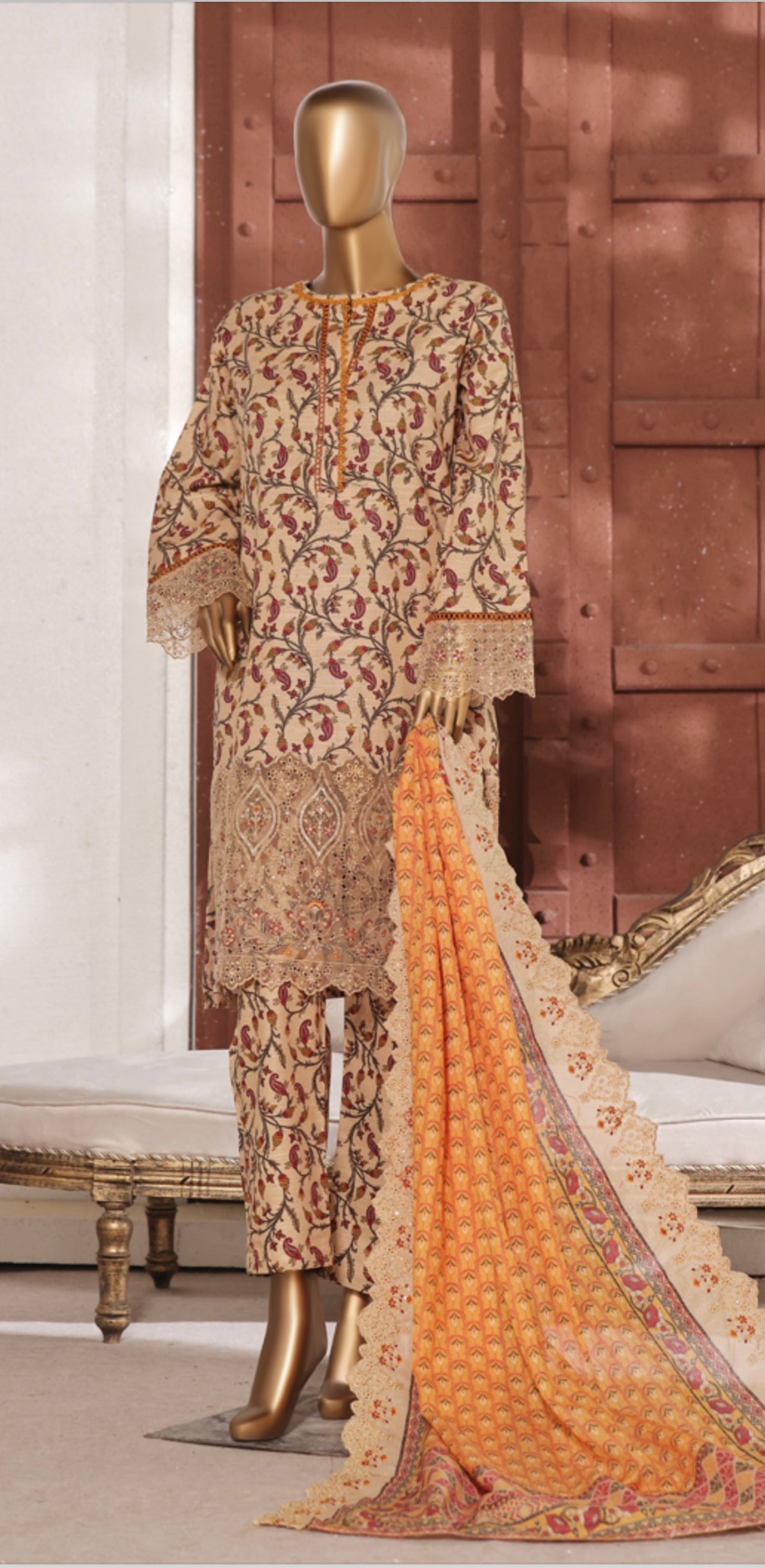 RIWAYAT 3 PC KHADDAR EMBROIDERED KAMEEZ TROUSER AND SHAWL