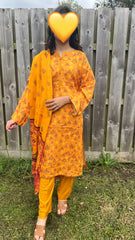 MARINA 3 PC SHALWAR KAMEEZ AND SHAWL