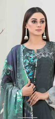 TAWAKKAL IMZA 3 PC LINEN EMBROIDERED KAMEEZ TROUSER AND SHAWL