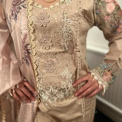 CRIMSON INSPIRED LAWN EMBROIDERED KAMEEZ WITH TROUSER AND SILK DUPATTA pakistani - Eid collection wedding Womenswear pakistani clothes Traditional Comfortable Suit Elegance Embroidery