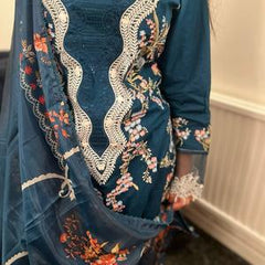 CRIMSON INSPIRED LAWN EMBROIDERED KAMEEZ WITH TROUSER AND SILK DUPATTA Traditional Womenswear Suit pakistani wedding