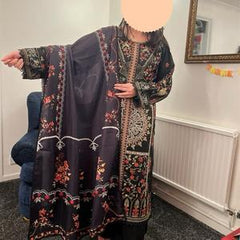 Maria B inspired viscose embroidered kameez , palazzo and silk fully laced dupatta pakistani clothes eid collection- Womenswear Traditional Long Sleeve Dress