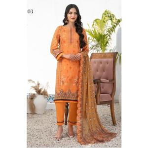 WIJDAN EMBROIDERED LAWN KAMEEZ , DUPATTA WITH PLAIN TROUSERS