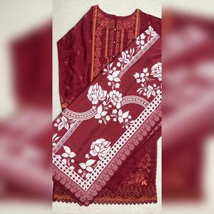 Maria B inspired viscose embroidered kameez , palazzo and silk fully laced dupatta eid collection Traditional