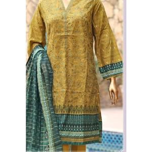 BIN SAEED 3 PC LAWN EMBROIDERED KAMEEZ WITH TROUSER AND VOILE DUPATTA