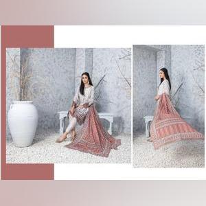 3 PC TAWAKKAL CLOITE EMBROIDERED KAMEEZ, COTTON TROSER AND DUPATTA