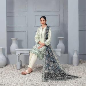 3 PC TAWAKKAL CLOITE EMBROIDERED KAMEEZ, COTTON TROSER AND DUPATTA