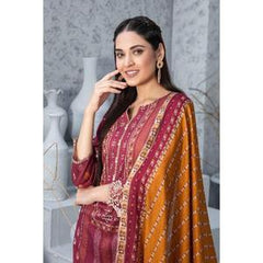 3 PC TAWAKKAL CLOITE EMBROIDERED KAMEEZ, COTTON TROSER AND DUPATTA