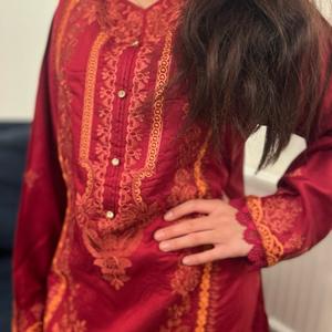 Maria B inspired viscose embroidered kameez , palazzo and silk fully laced dupatta eid collection Traditional
