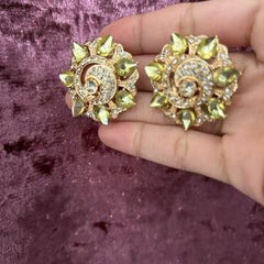 Gold, Green and White Earrings - Perfect for Any Occasion