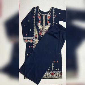 Maria B inspired viscose embroidered kameez , palazzo and silk fully laced dupatta Womenswear eid collection Traditional Comfortable Dress Elegant Embroidery